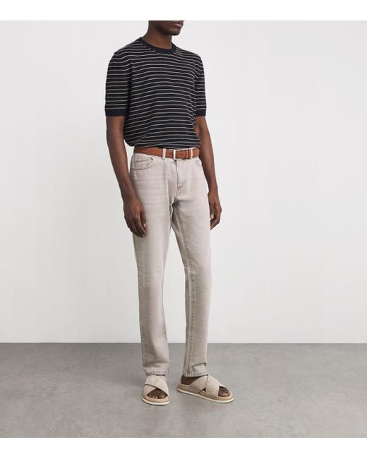 Isaia Gray Straight Jeans for men