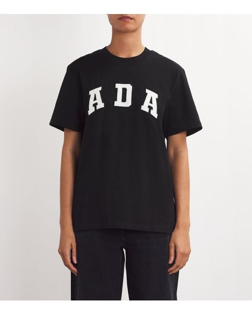ADANOLA Black Cotton Oversized T-Shirt