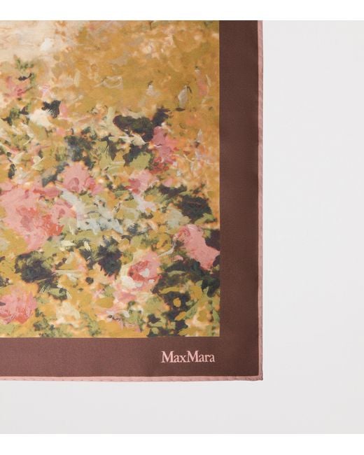 Max Mara Metallic Silk Printed Square Scarf