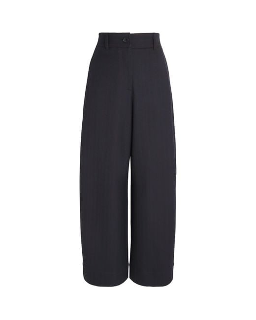 ME+EM Blue Pinstripe Barrel-Leg Trousers