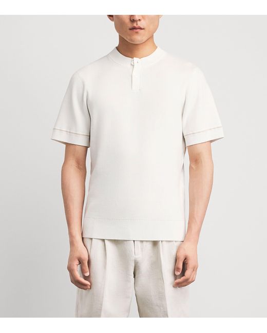 CHE White Casimir Henley Polo Shirt for men