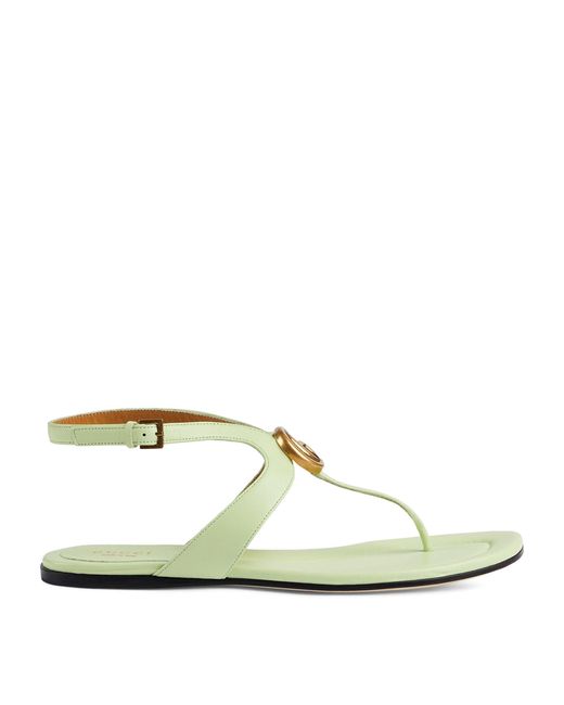 Gucci White Leather Double G Sandals