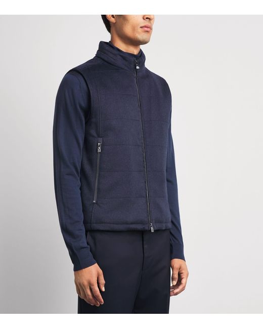 Corneliani Blue Virgin Wool Padded Gilet for men