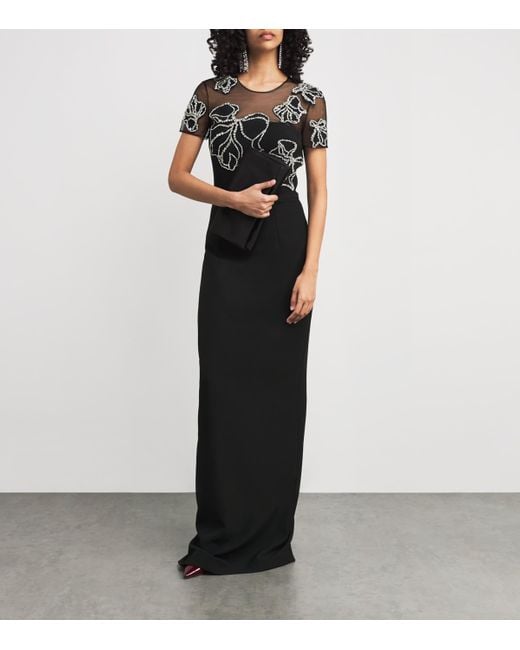 Safiyaa Black Crepe Embellished Solani Gown