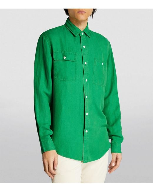 Polo Ralph Lauren Green Silk-linen Blend Long-sleeve Shirt for men