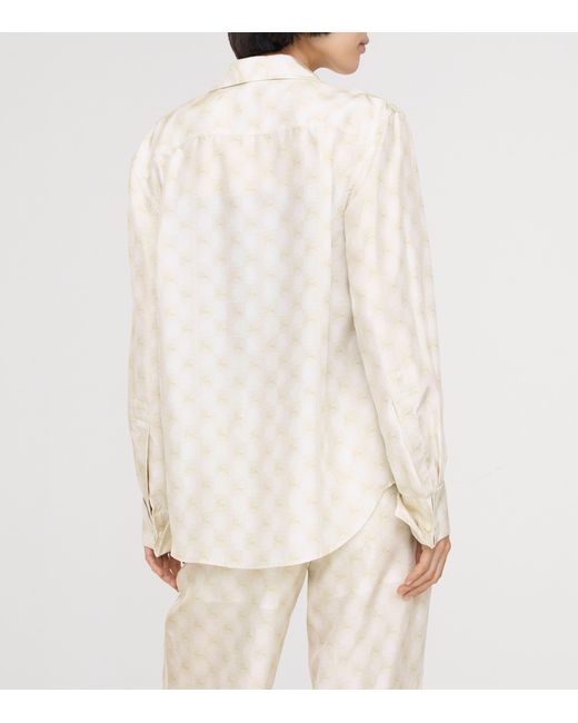 Burberry White Silk Equestrian Knight Design Shirt