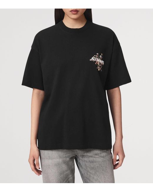 AllSaints Black Valen Etta Oversized T-Shirt
