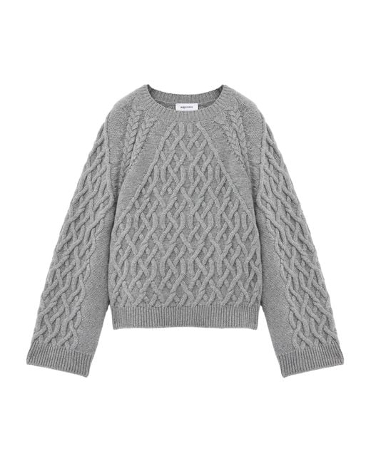 Alexander McQueen Gray Wool-Cashmere Cable-Knit Sweater