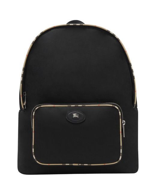 Burberry Black Check-Trim Backpack for men