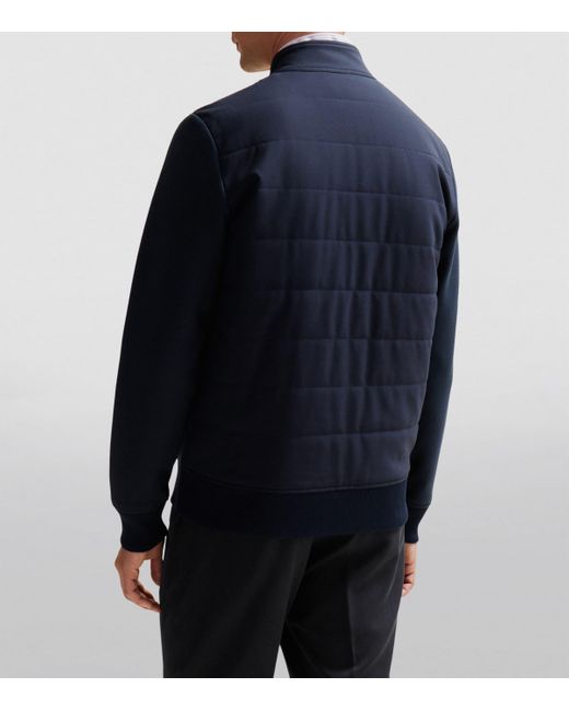 Boss Blue Zip-Up Bomber Jacket for men