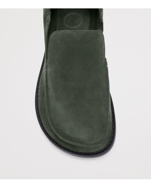 Loewe Green Suede Flex Loafers for men