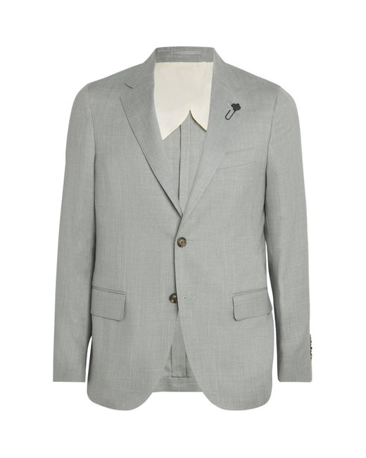 Lardini Gray Wool-Blend Iconic Drop 7 Blazer for men