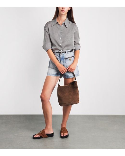 Sandro Brown Suede Tangoso Bucket Bag