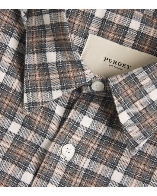 James Purdey & Sons Gray Cotton Check Shirt for men