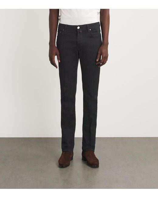 Jacob Cohen Gray Limited Edition Lizardskin-Patch Bard Slim Jeans for men