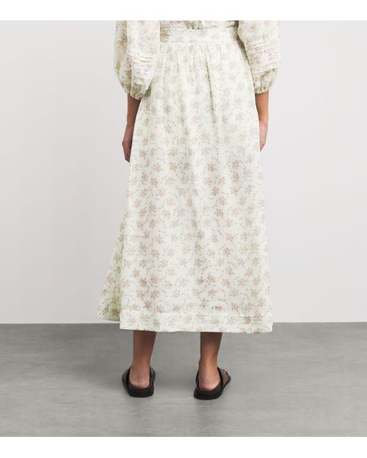 Sandro White Floral-Print Maxi Skort