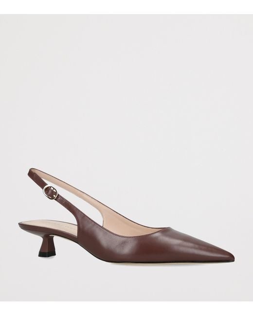 Stuart Weitzman Brown Leather Stuart Sculpt Slingback Pumps 35