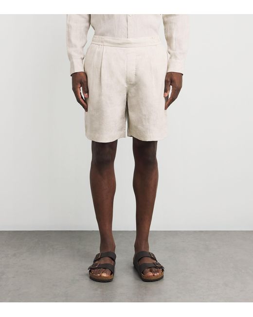 CHE White Linen Relaxed Shorts for men