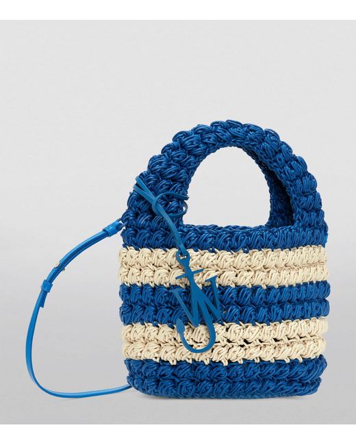 J.W. Anderson Blue Medium Woven Striped Popcorn Basket Bag