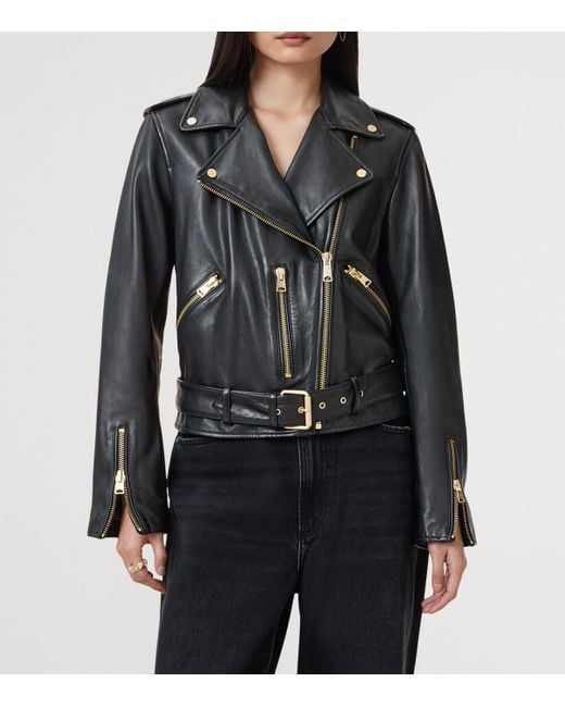 AllSaints Black Leather Balfern Jacket