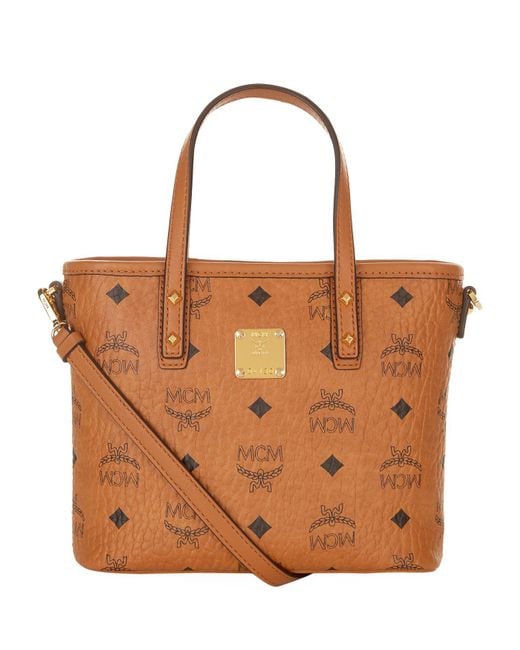 MCM Brown Mini Anya Top Zip Shopper