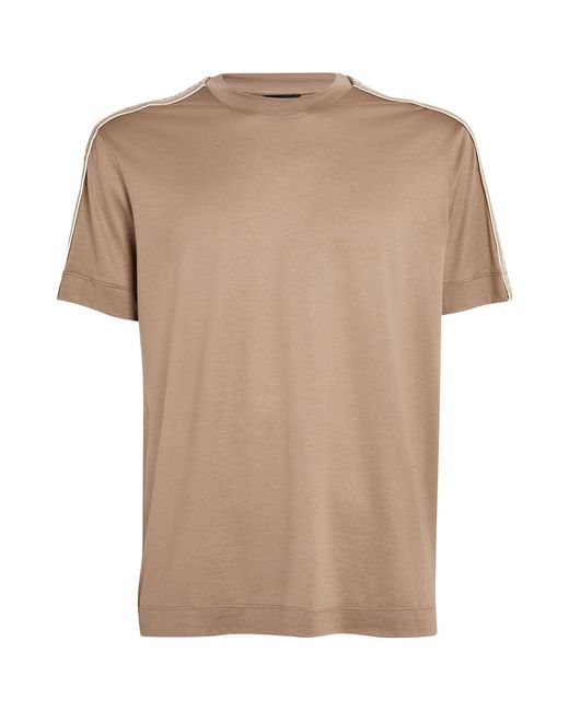 Emporio Armani Brown Cotton Logo-tape T-shirt for men