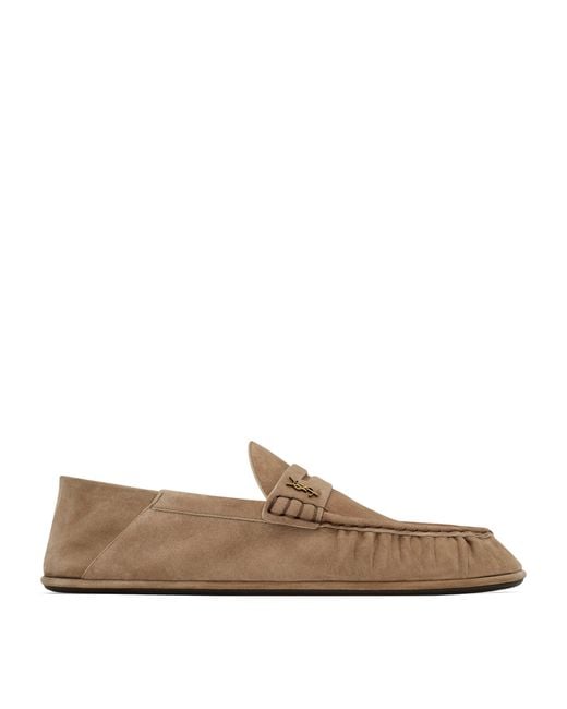 Saint Laurent Brown Suede Foldable Le Loafers for men