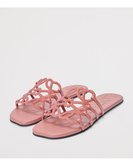 Loewe Pink Leather Petal Anagram Slides