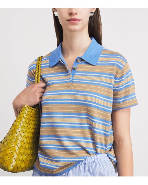 Guest In Residence Blue Cotton-Cashmere Stripe Rugby Shirt