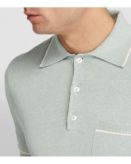 Agnona Gray Linen-silk Polo Shirt for men