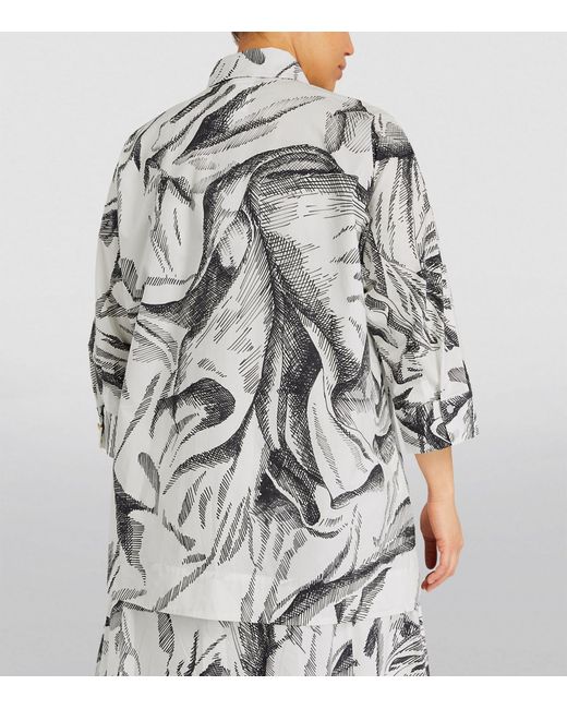 Marina Rinaldi Gray Cotton Sketch Print Jacket