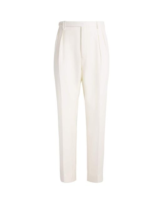Brioni White Wool Straight Tailored Trousers for men