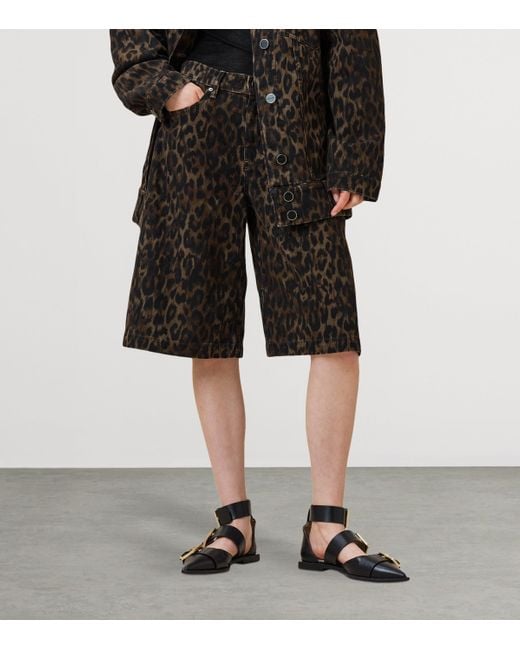 AllSaints Black Leopard Print Louie Shorts