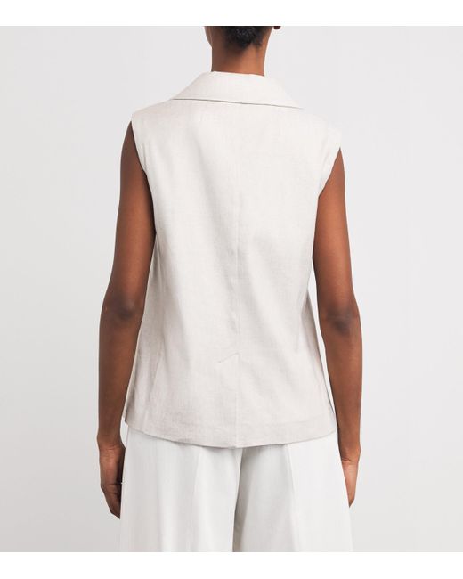 Max Mara White Linen-Blend Waistcoat