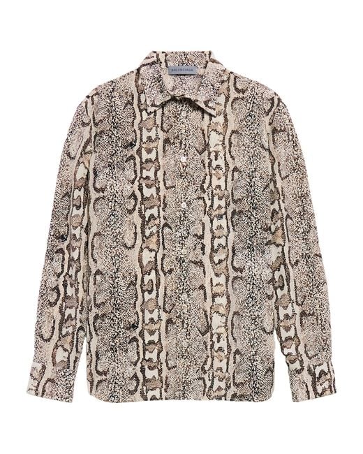 Balenciaga White Silk Python Print Shirt