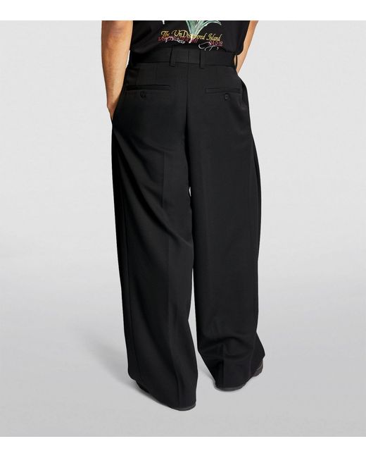 Wooyoungmi Black Wool Double-pleat Tailored Trousers for men