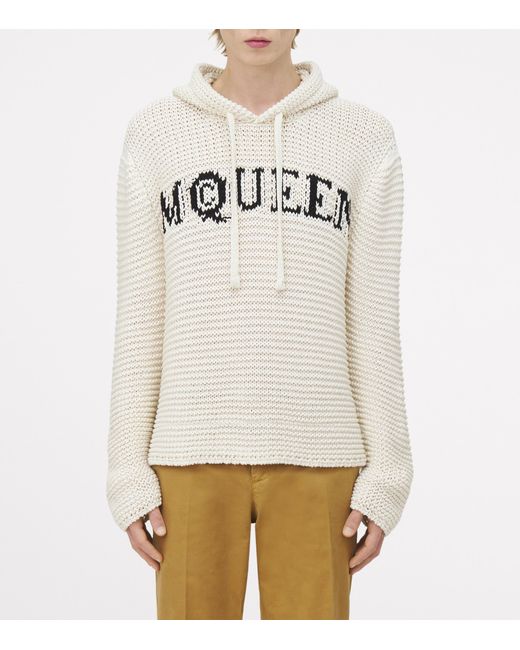 McQueen Natural Inlaid Logo Hoodie for men