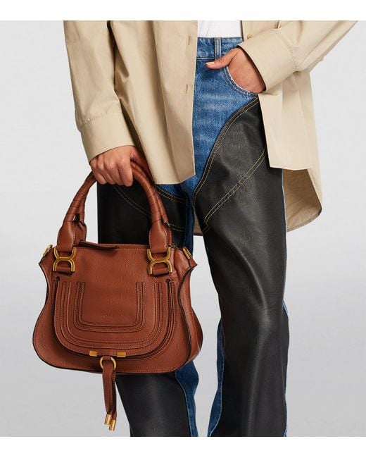 Chloé Brown Small Leather Marcie Top-Handle Bag