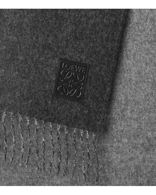 Loewe Gray Wool-Cashmere Anagram Scarf