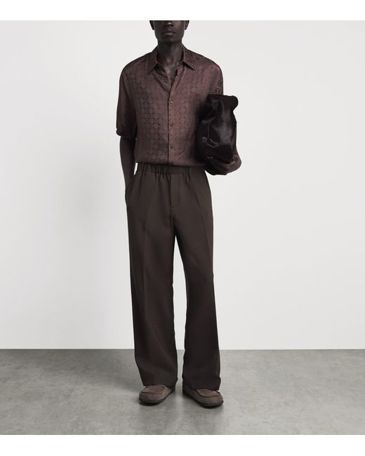 Sandro Brown Jacquard Cross Short-Sleeve Shirt for men
