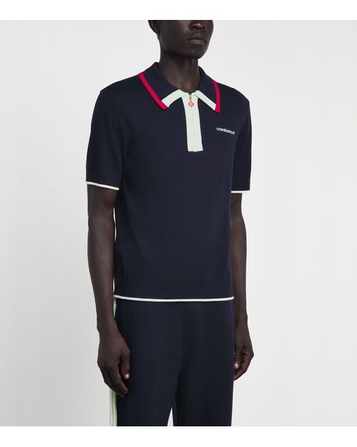 Casablanca Blue Merino Polo Sweater for men