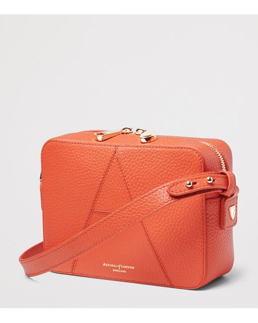 Aspinal Orange Leather A Camera Bag