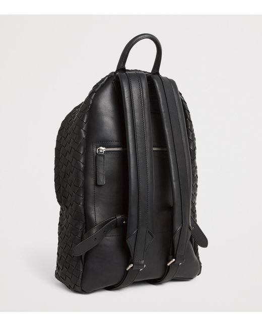 Officine Creative Black Leather Woven Armor Backpack for men