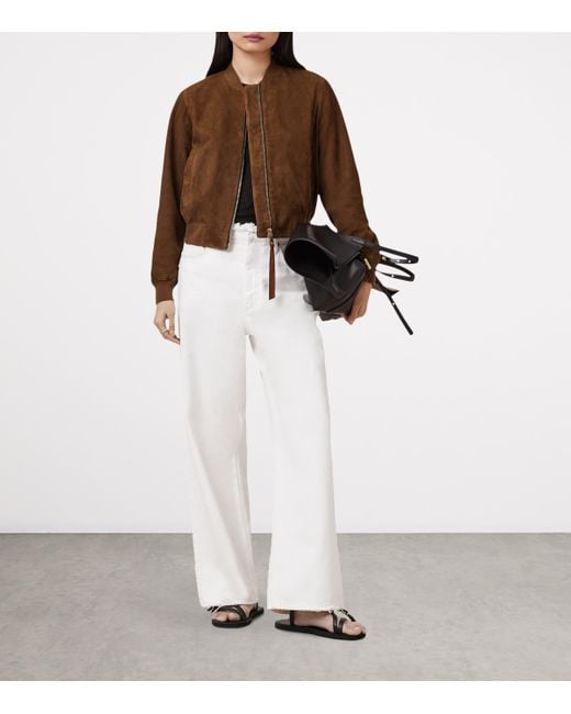 AllSaints Brown Suede Orten Bomber Jacket