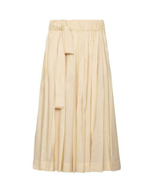 Prada Natural Technical Canvas Pleated Maxi Skirt