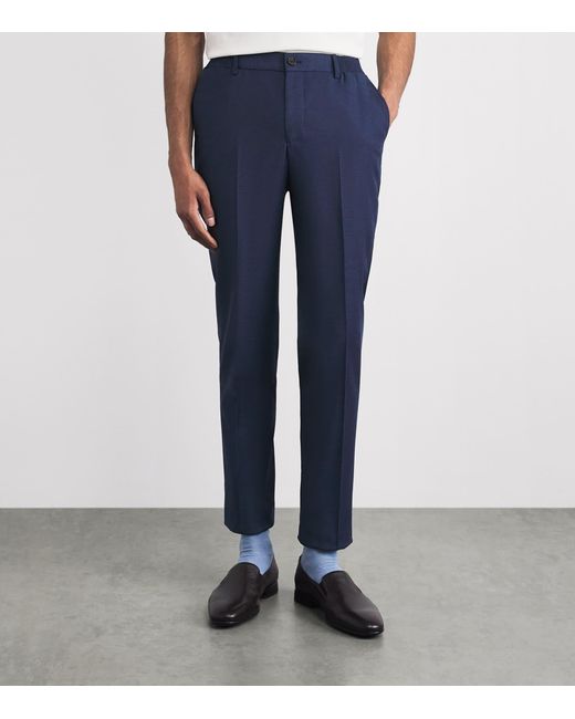 Pal Zileri Blue Wool-Blend Slim Trousers for men