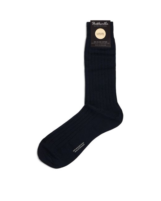 Pantherella Blue Ribbed Socks for men