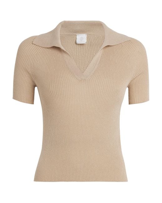 Eleventy Natural Cotton-Blend Polo Sweater