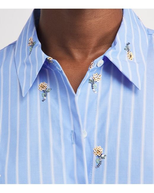L'Agence Blue Sequinned Stripe Cosette Shirt