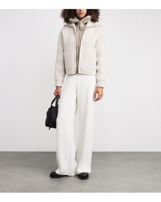 Agnona White Cashmere Bomber Jacket